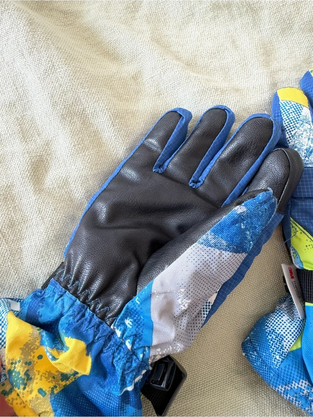 3M Thinsulate Kids Blue Ski Mittens with Yellow & Lime Accents